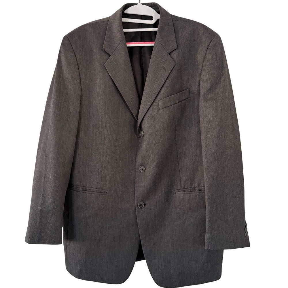 Adolfo Int'l Mens Gray 3 Button Blazer Suit Jacket Moldova 44R Silk Wool Blend